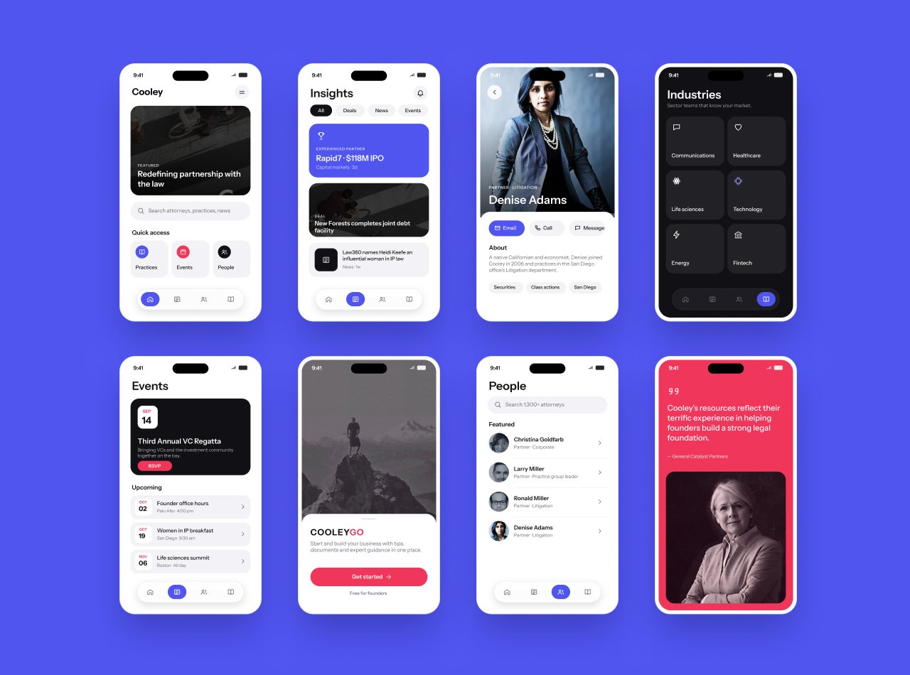 Cooley, Mobile website screens, modernized